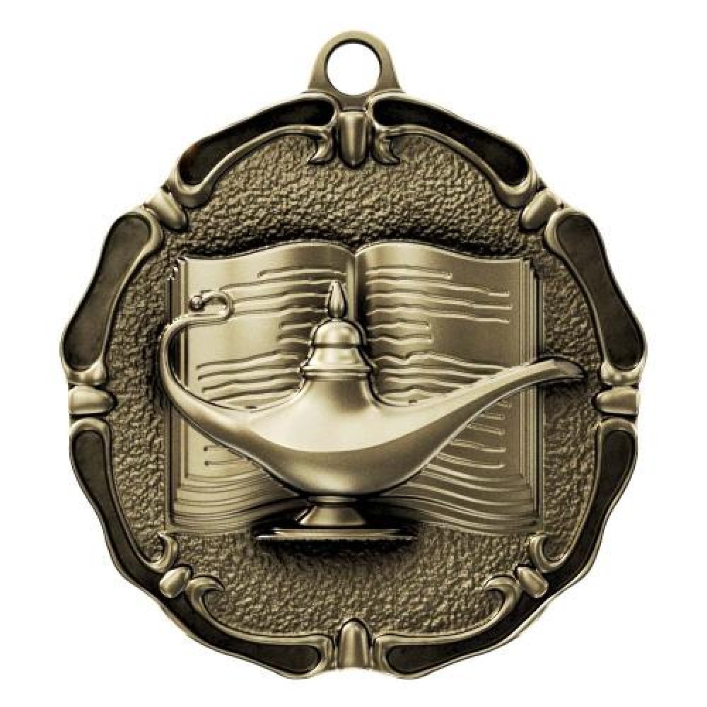 Limited Edition Medal - Book & Lamp — Book & Lamp Limited Edition 1-1/2" Silver