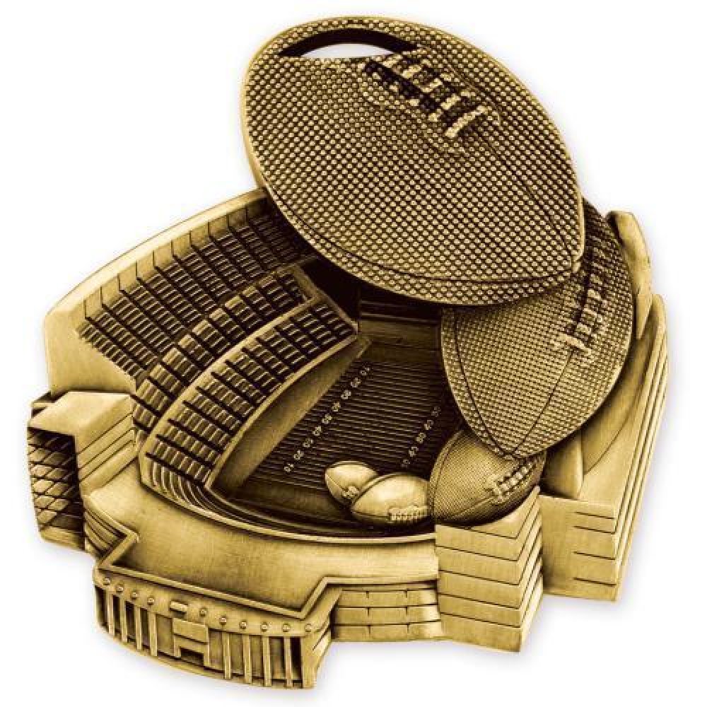 Stadium Medal -Football — 2 1/2" (silver)