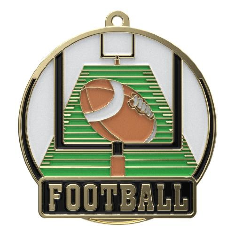 High Tech Medal -Football — 2" - Gold