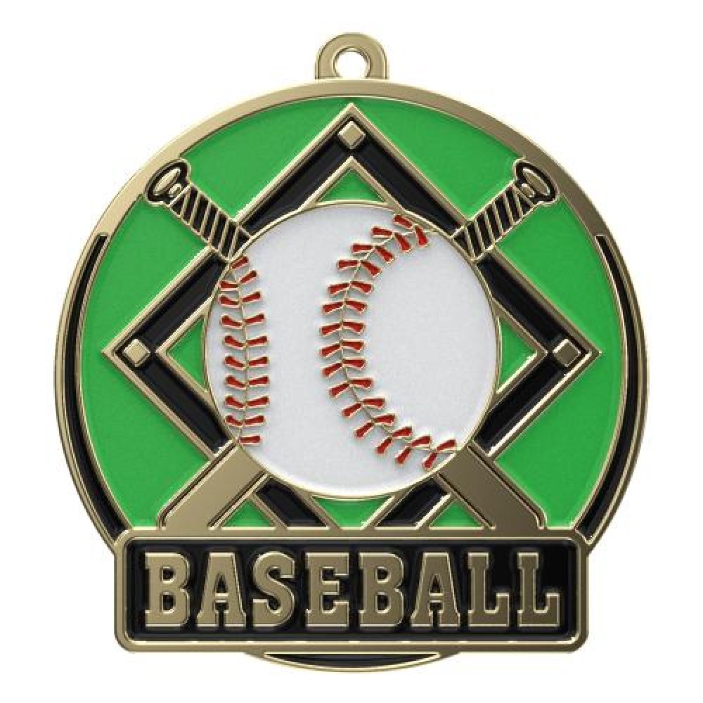 High Tech Medal -Baseball — 2" - Gold