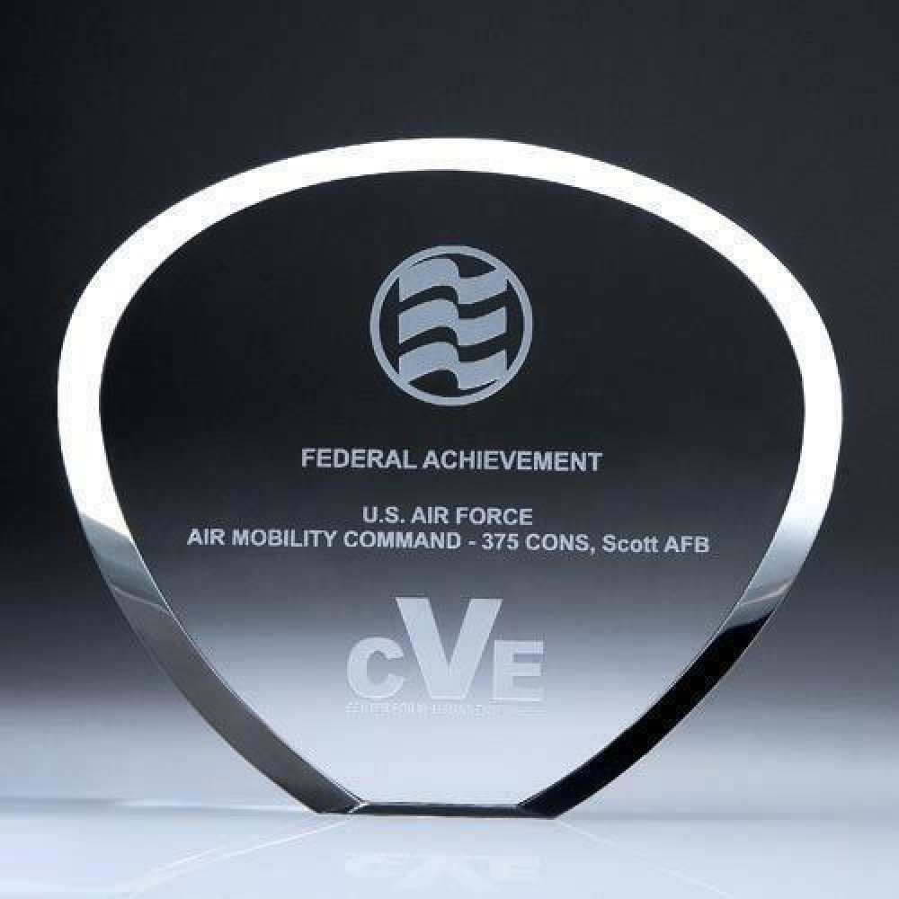 Shell Plaque Crystal Award — 8-3/4"W x 1-3/4"D x 7-3/8"H