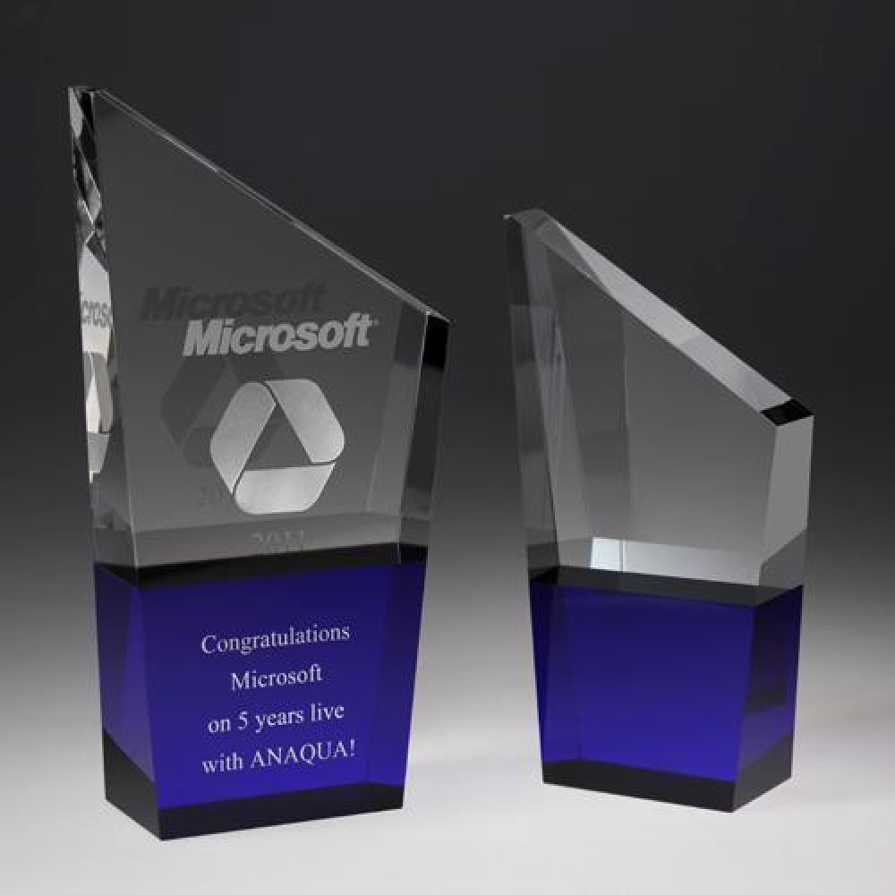 K 2 Crystal Award — 4-1/4"W x 1-7/8"D x 8"H
