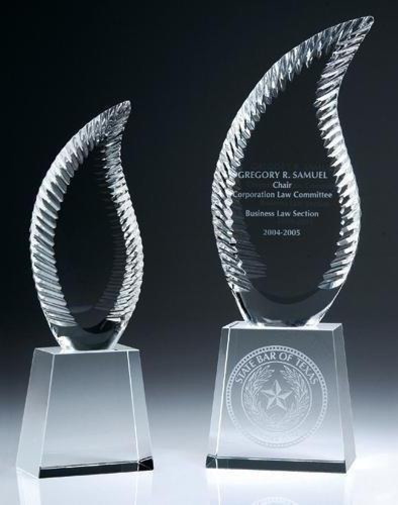 Harmony Flame Crystal Award — 3-1/4"W x 2"D x 10-1/4"H