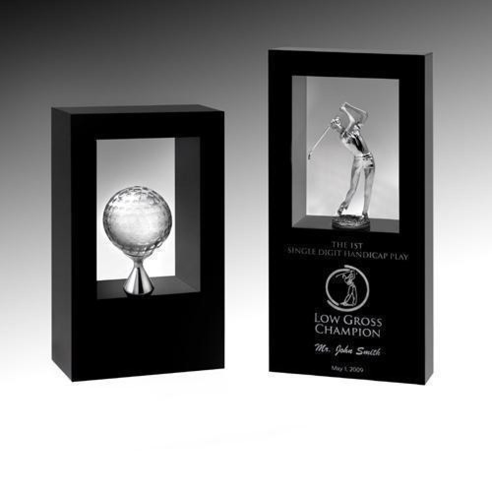 View Golf Crystal Award — 4"W x 2"D x 8-1/2"H