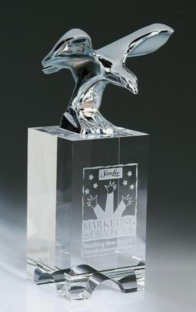Mighty Eagle Crystal Award — 3-1/2"W x5-1/8"D x 8"H