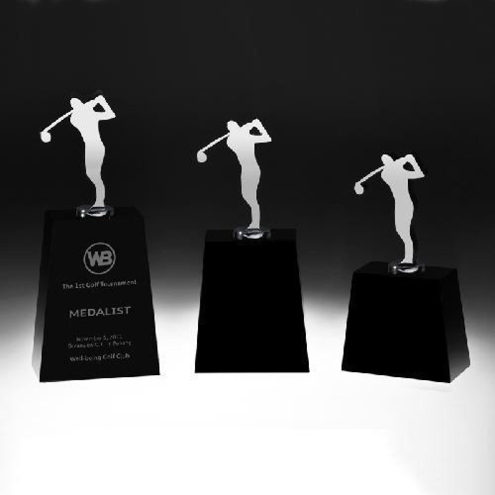 Super Golfer Crystal Award — 4"W x 2"D x 8-1/4"H
