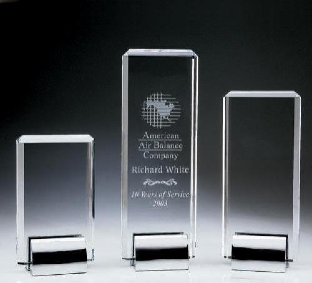 Crystal Tower Crystal Award — 4"W x 2"D x 6-3/8"H