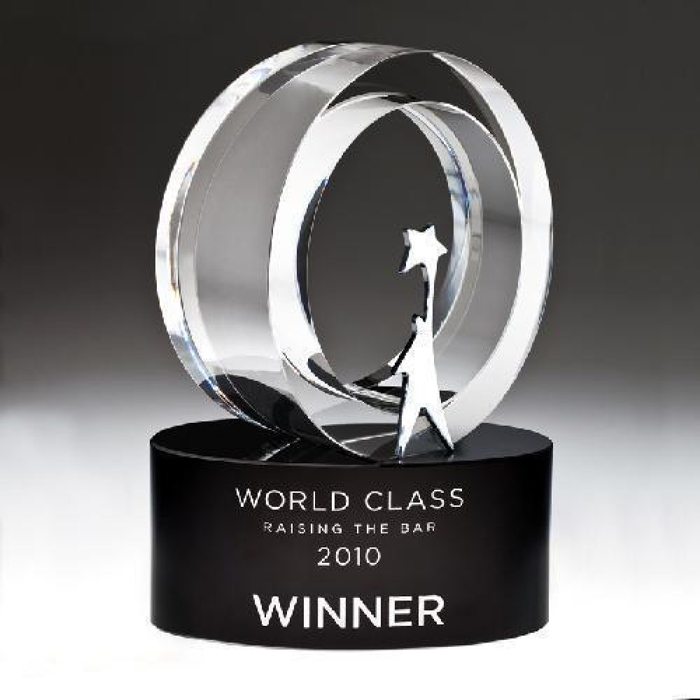 Galaxy Star Crystal Award — 5-1/4"W x 2-3/4"D x 7-5/8"H