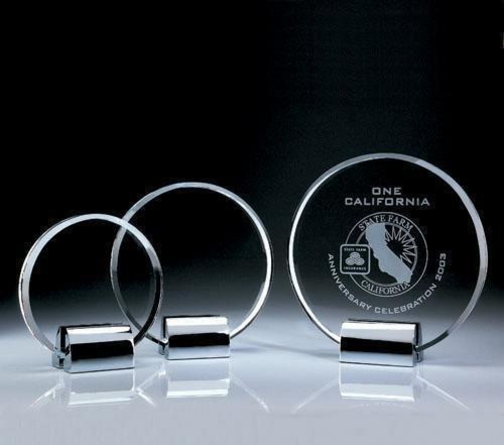 Crystal Circle Plaque — 5-5/8"W x 2-3/8"D x 5-3/4"H