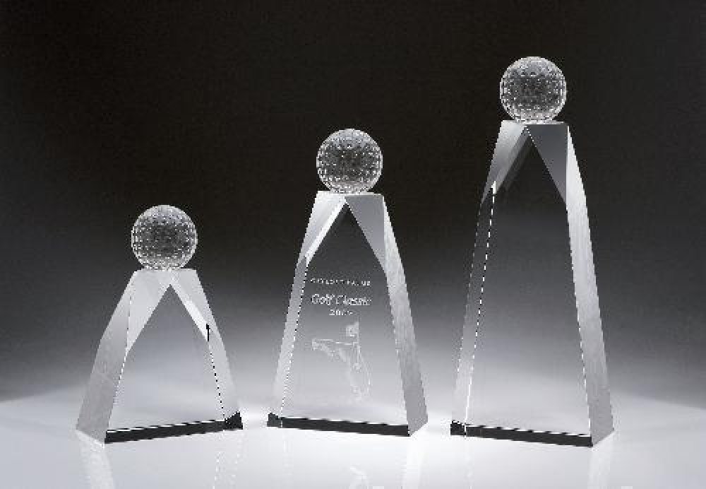 Sisyphus Crystal Award — 4"W x 2"D x 10-1/4"H