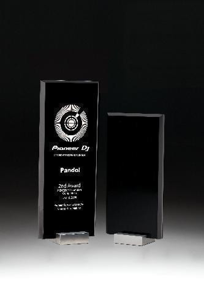 Jet Black Tower Crystal Award — 4"W x 2"D x 10-1/4"H