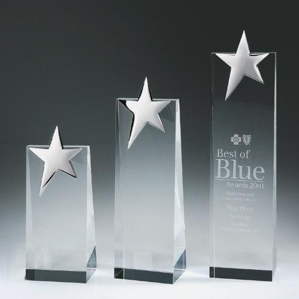 Top Star Tower Crystal Award — 2-3/4"W x 2"D x 10-3/4"H
