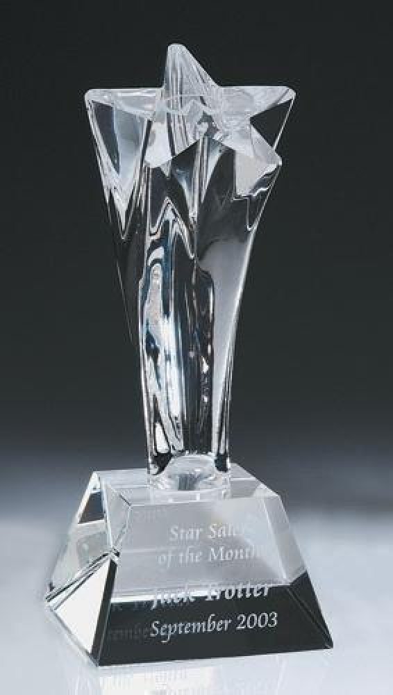Power Star Crystal Award — 3-1/8"W x 3-1/8"D x 7-1/2"H