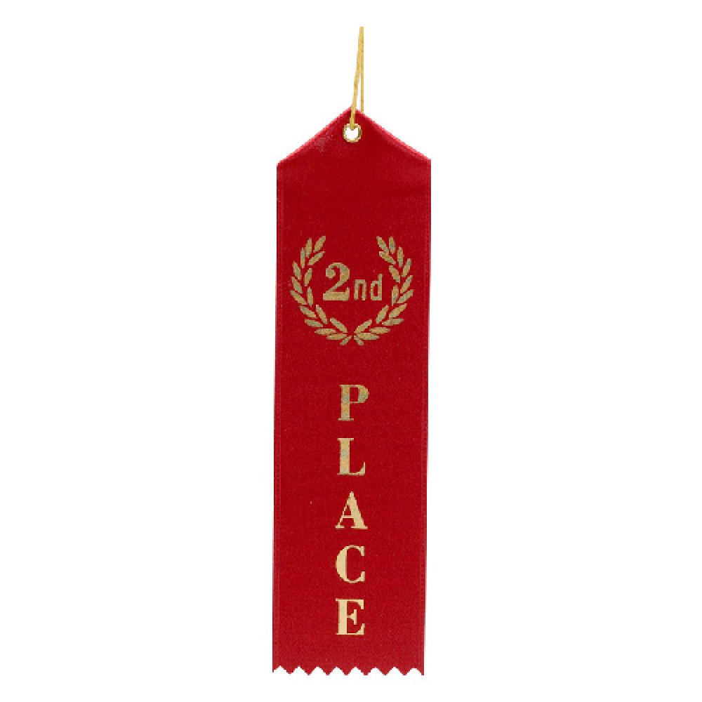 Eyelet Ribbon Awards -Second Place — Second place ribbon 2" x 8"