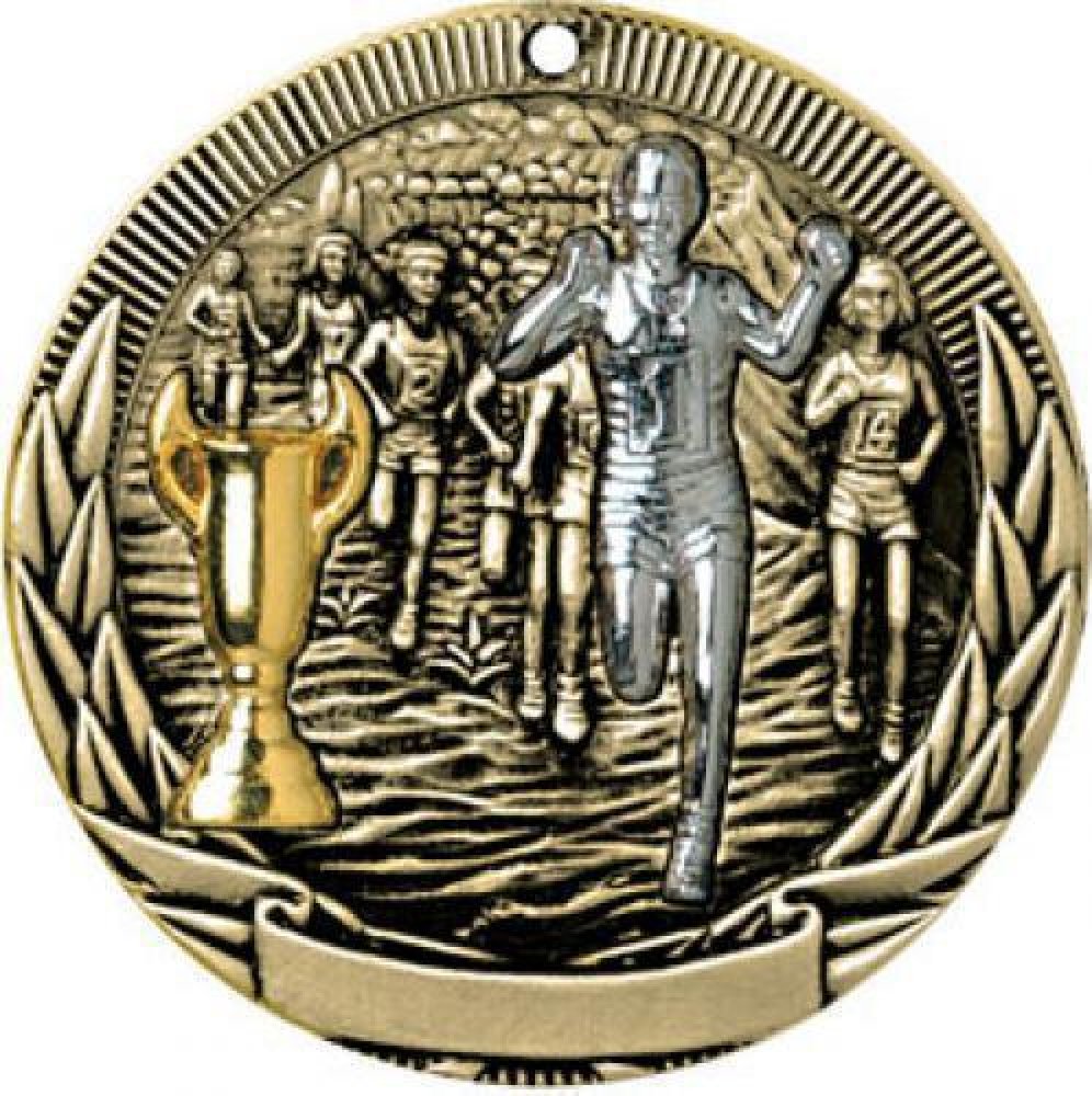 Tri-Colored Series Medals -Cross Country — 2" Silver