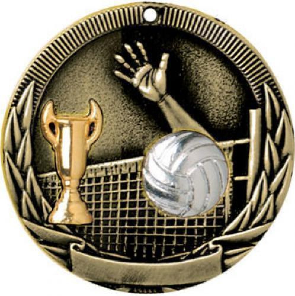 Tri-Colored Series Medals -Volleyball — 2" Gold