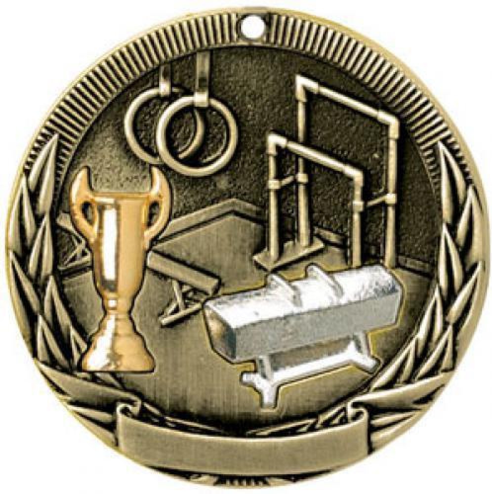 Tri-Colored Series Medals -Gymnastics — 2" Silver