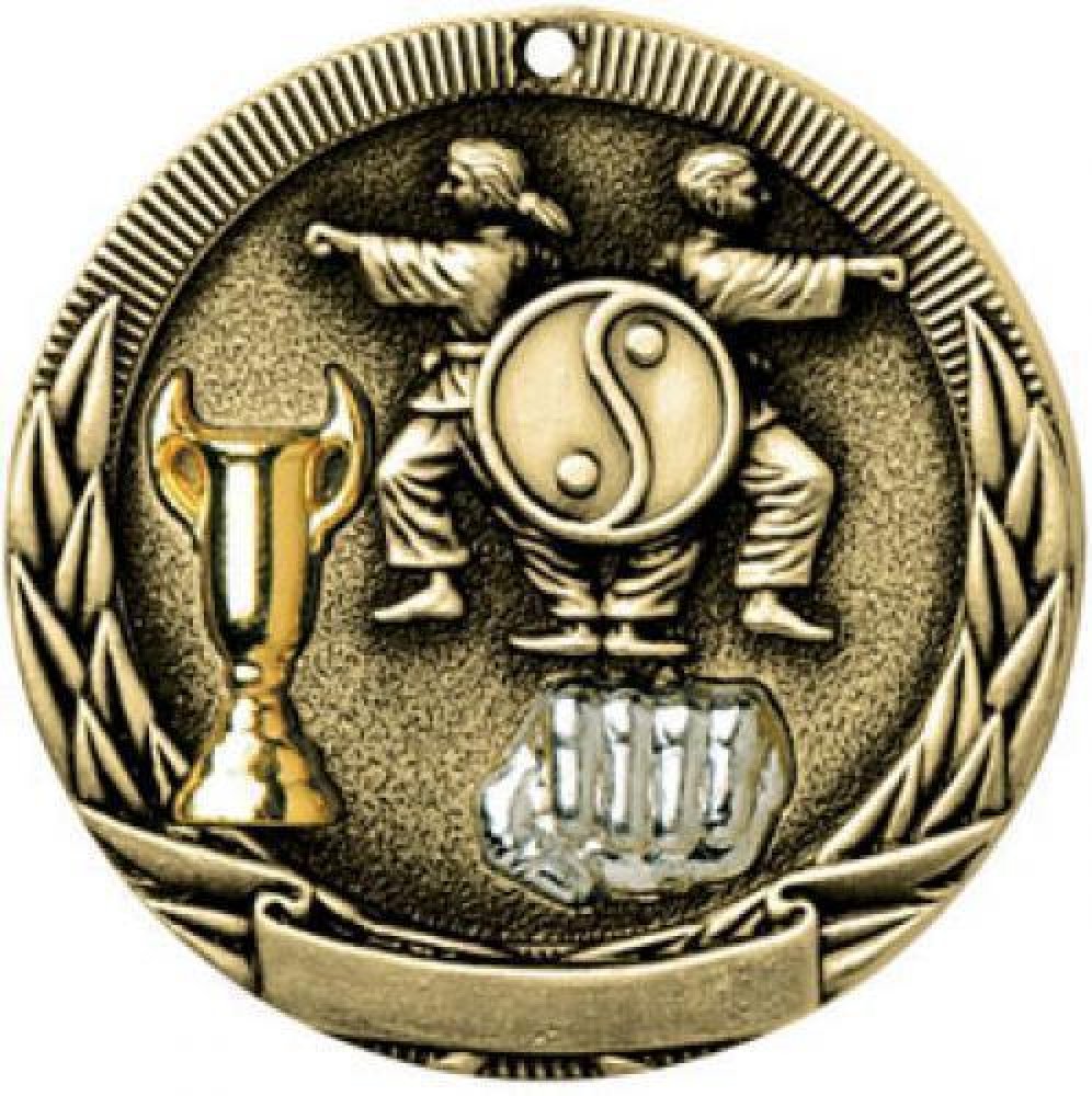 Tri-Colored Series Medals -Karate — 2" Gold
