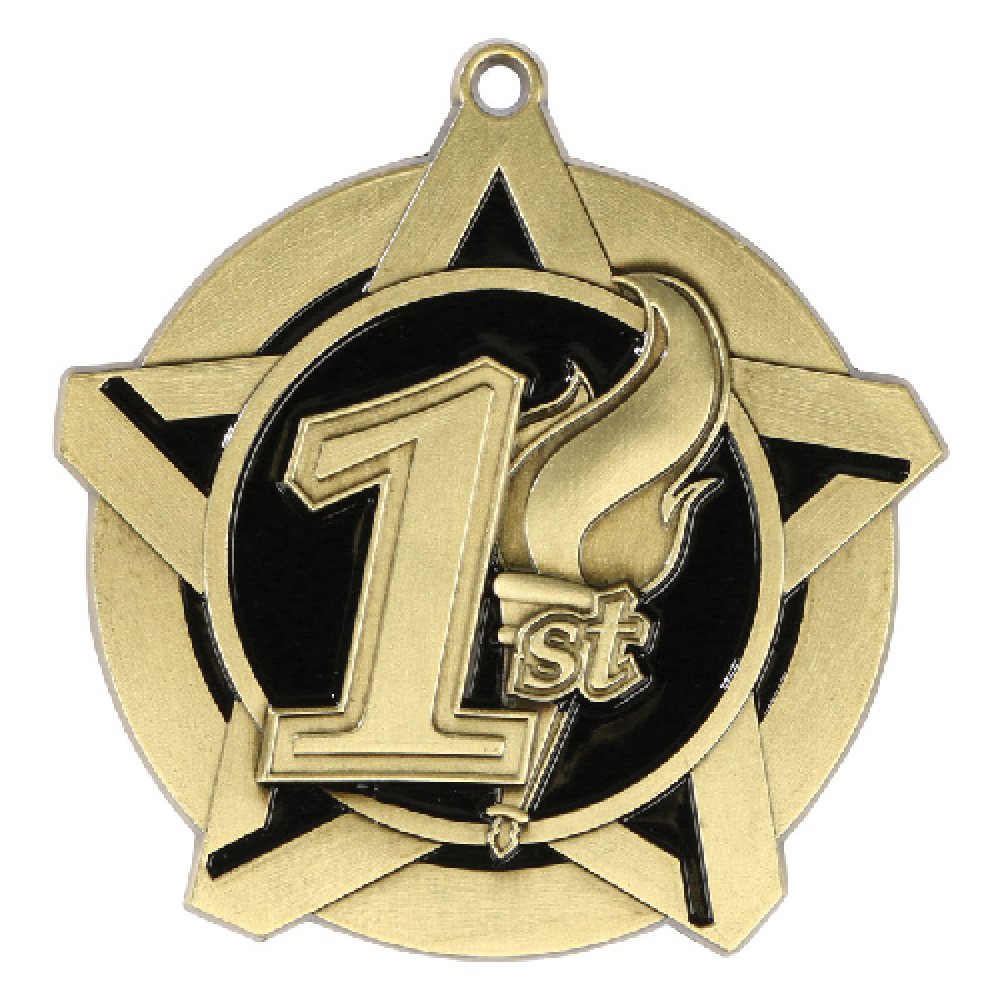 Super Star Medal - 1st Place — 1st Place Gold 2 1/4"