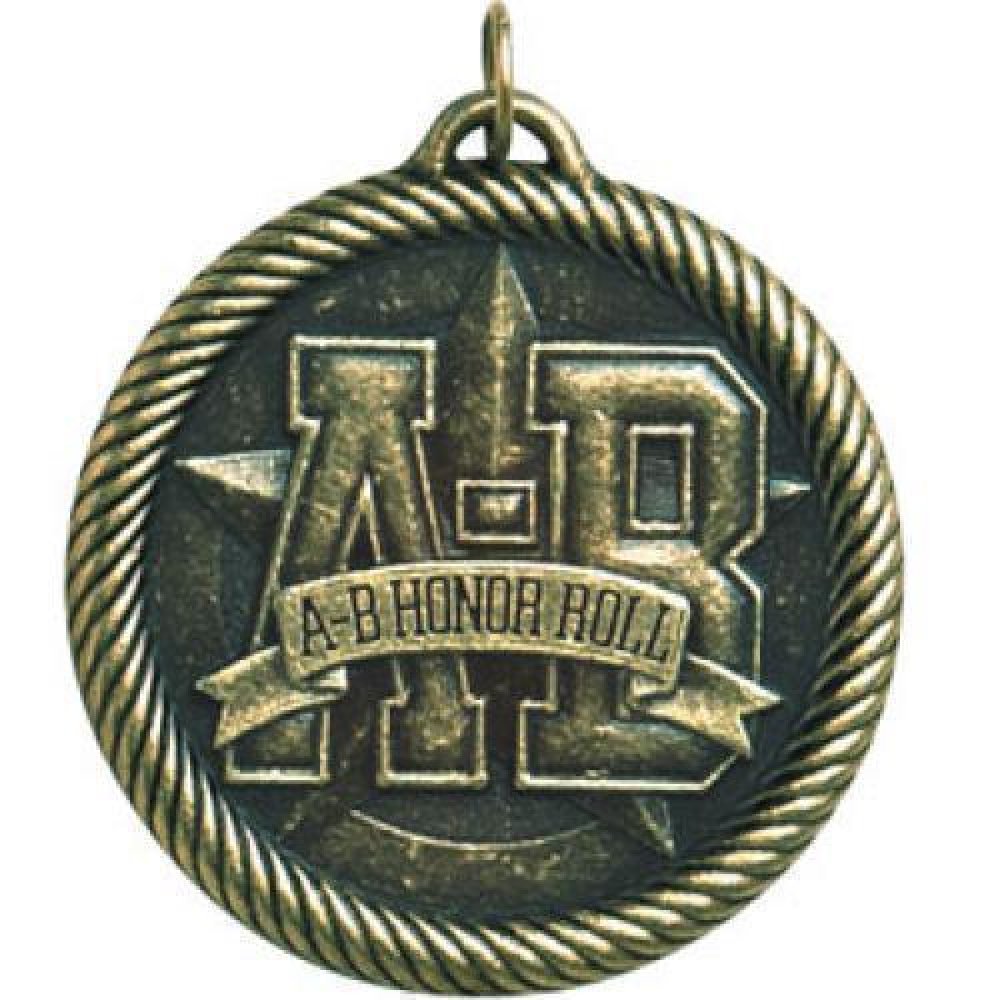 Value Medal Series Awards -A/B Honor Roll — 2" Silver A B Honor Roll