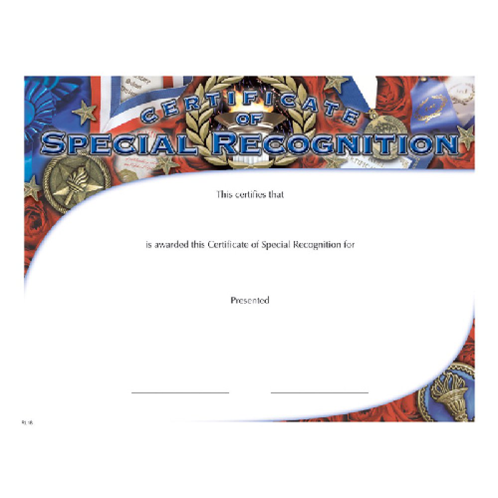 Special Recognition Certificate Award — Special Recognition Certificate 8 1/2" x 11"