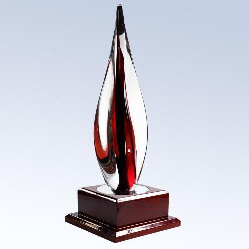 Black Contemporary W/ Rosewood Base — 17-1/2"H x 7"W x 7"D