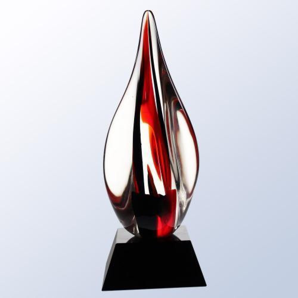 Red Contemporary W/ Black Crystal Base — 11-3/4"H x 4-3/8"W x 4-3/8"D