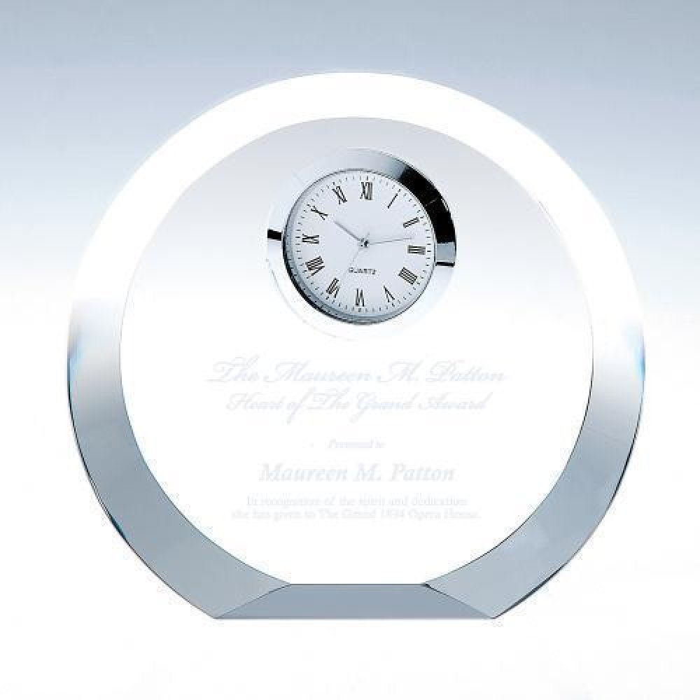 Circle Silver Clock — 4-1/4"H x 4-3/8"W x 1-1/8"D