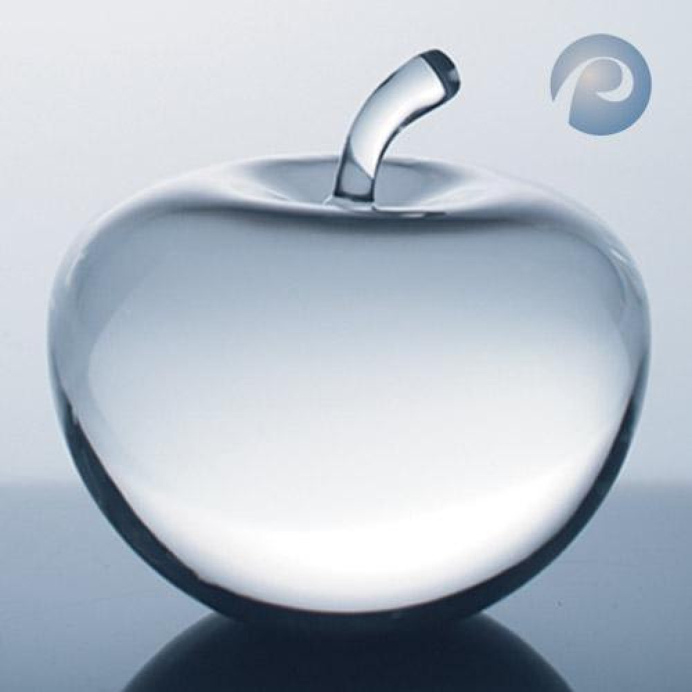 Optical Crystal Apple — 2-7/8"H x 3-1/8"W x 3-1/8" D