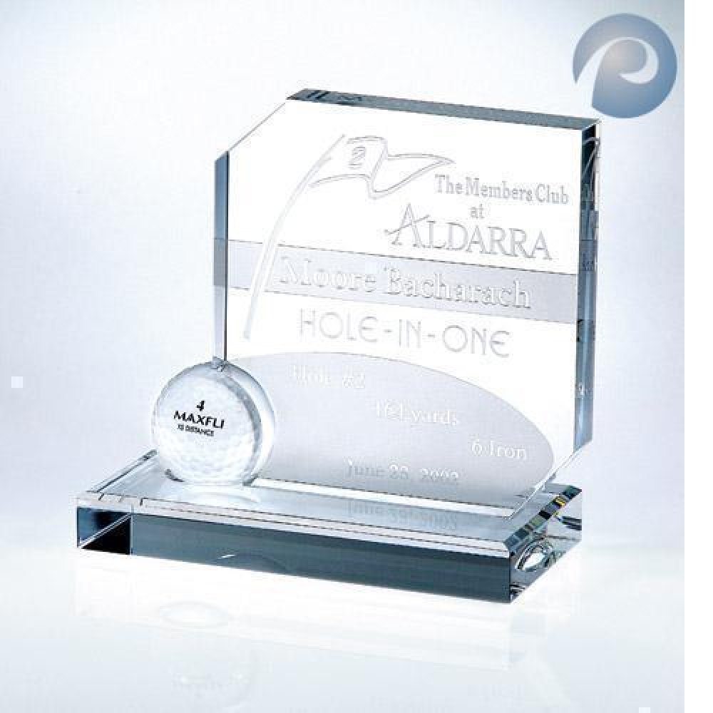 Optical Crystal Hole In One Award — 6"H x 6"W x 3"D