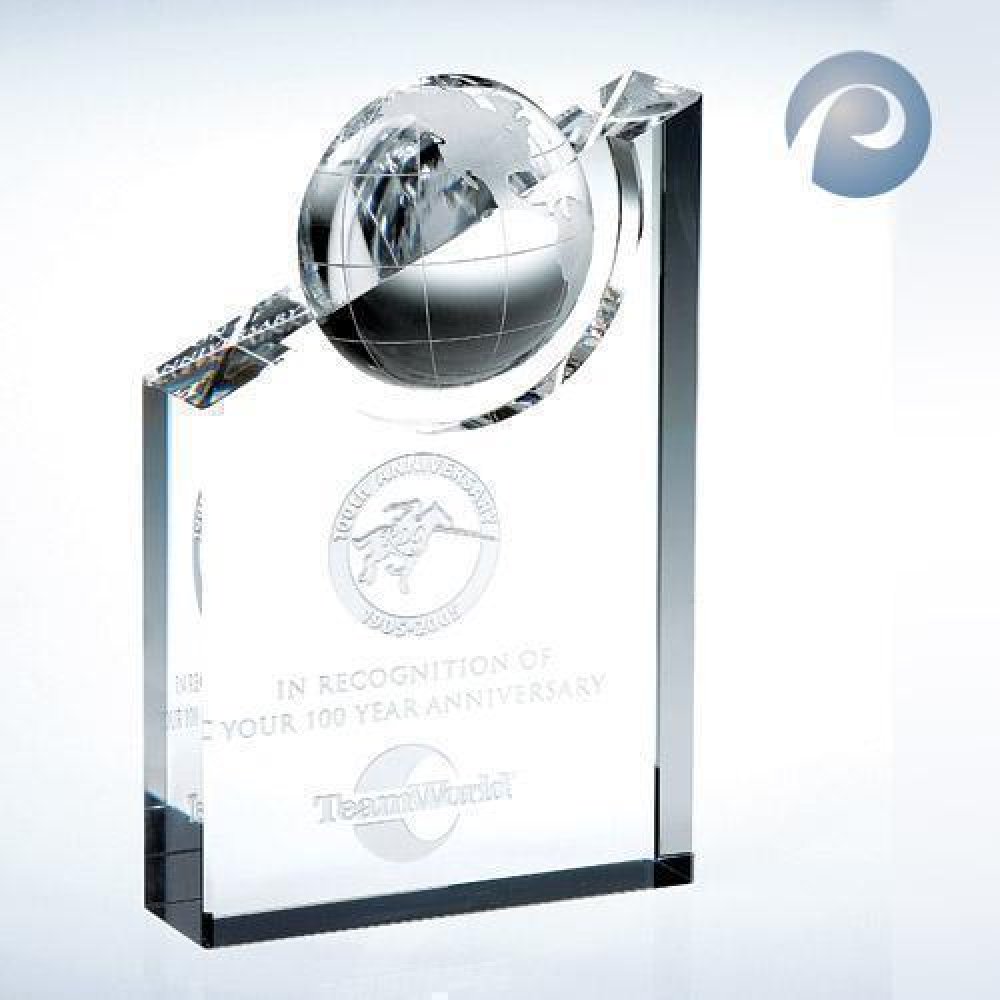 World Globe Pinnacle — 9"H x 4"W x 1-1/8"D