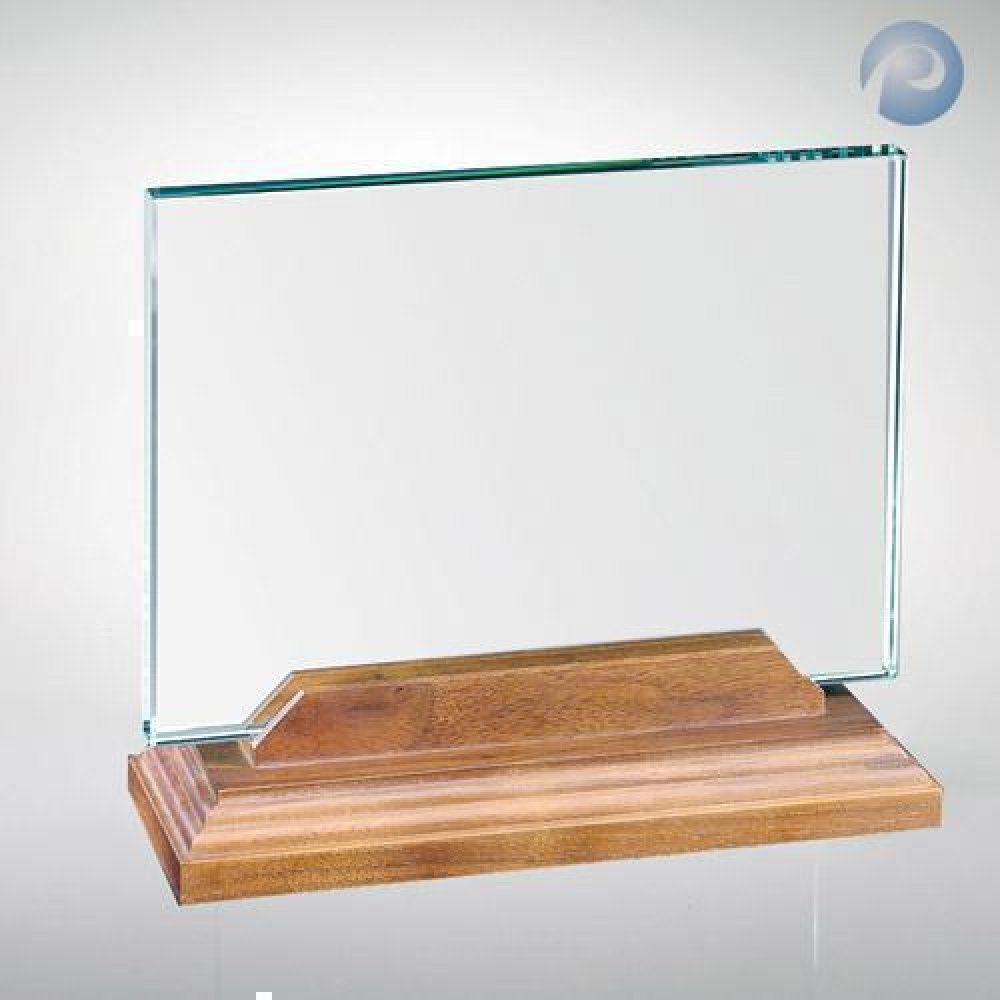 Horizontal Rectangle with Beveled Walnut Base — 9"H x 10"W x 1-1/4"D