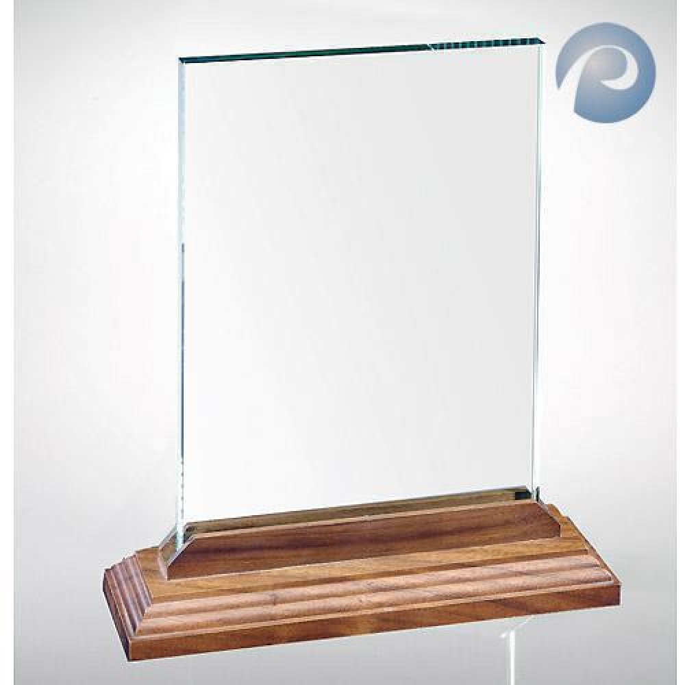 Vertical Rectangle with Beveled Walnut Base — 9"H x 6"W x 1-1/4"D