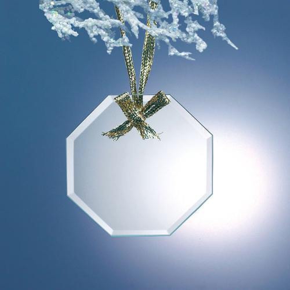 Beveled Jade Glass Octagon Ornament — 3"H x 3"W x 1/8"D