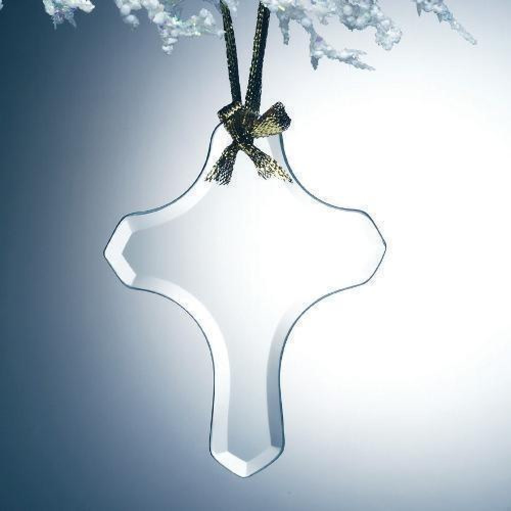 Beveled Jade Glass Cross Ornament — 4-1/2"H x 3-1/2"W x 1/8"D