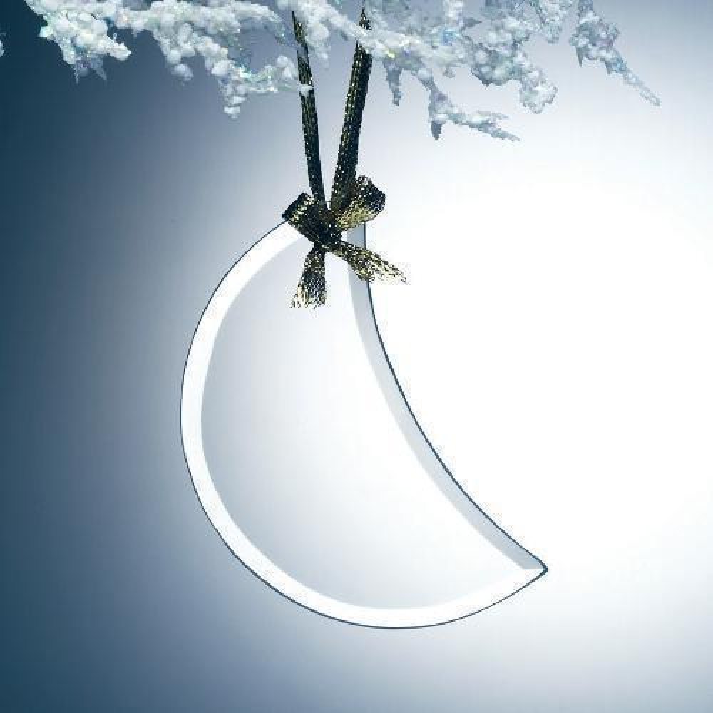 Beveled Jade Glass Moon Ornament — 2"H x 4"W x 1/8"D