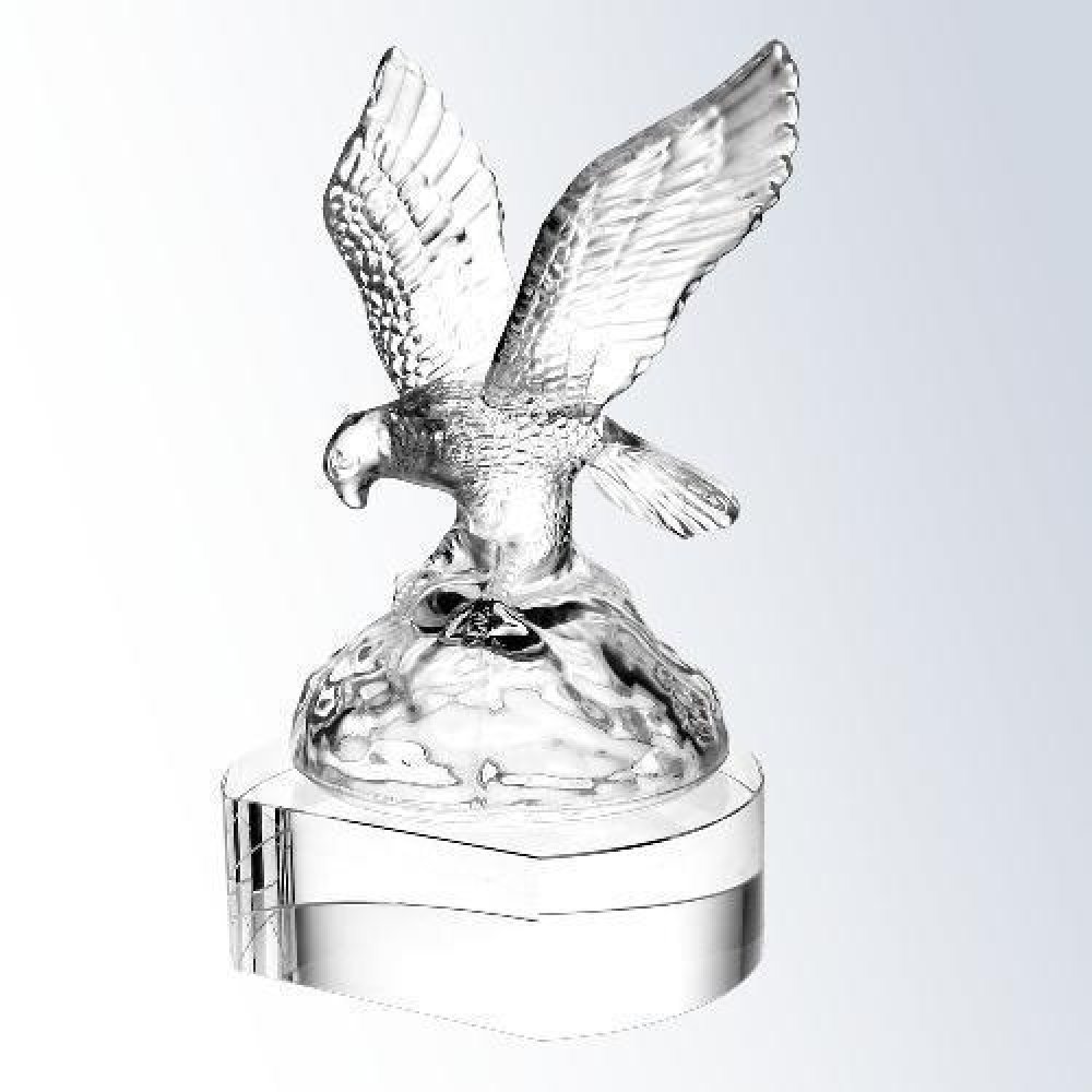 Soaring Eagle - Clear Crystal Base — 9-3/4"H x 6-1/8"W x 5-1/2"D