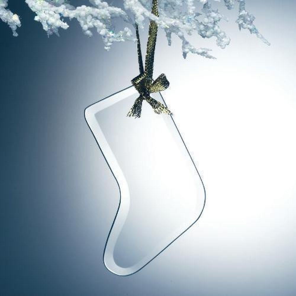 Beveled Jade Glass Stocking Ornament — 4"H x 2-7/8"W x 1/8"D