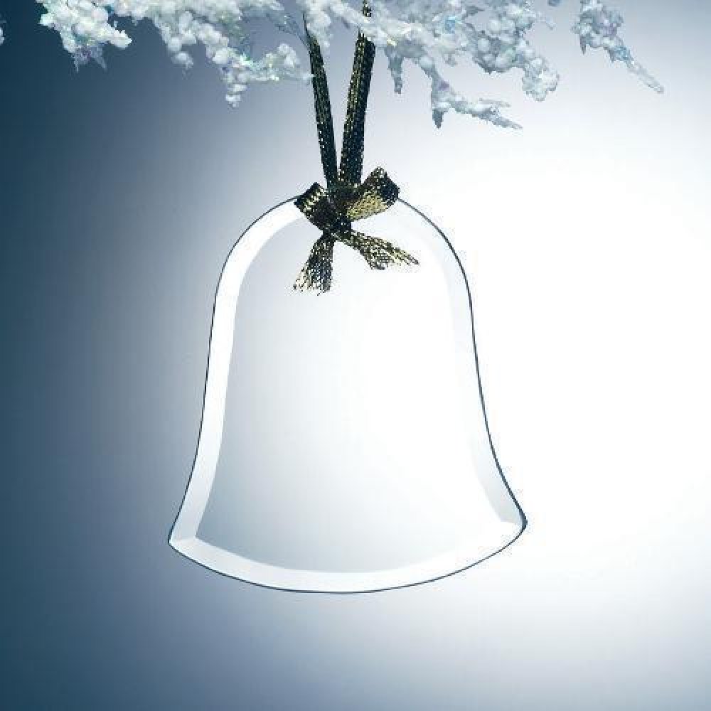 Beveled Jade Glass Bell Ornament — 3-5/8"H x 3-1/4"W x 1/8"D