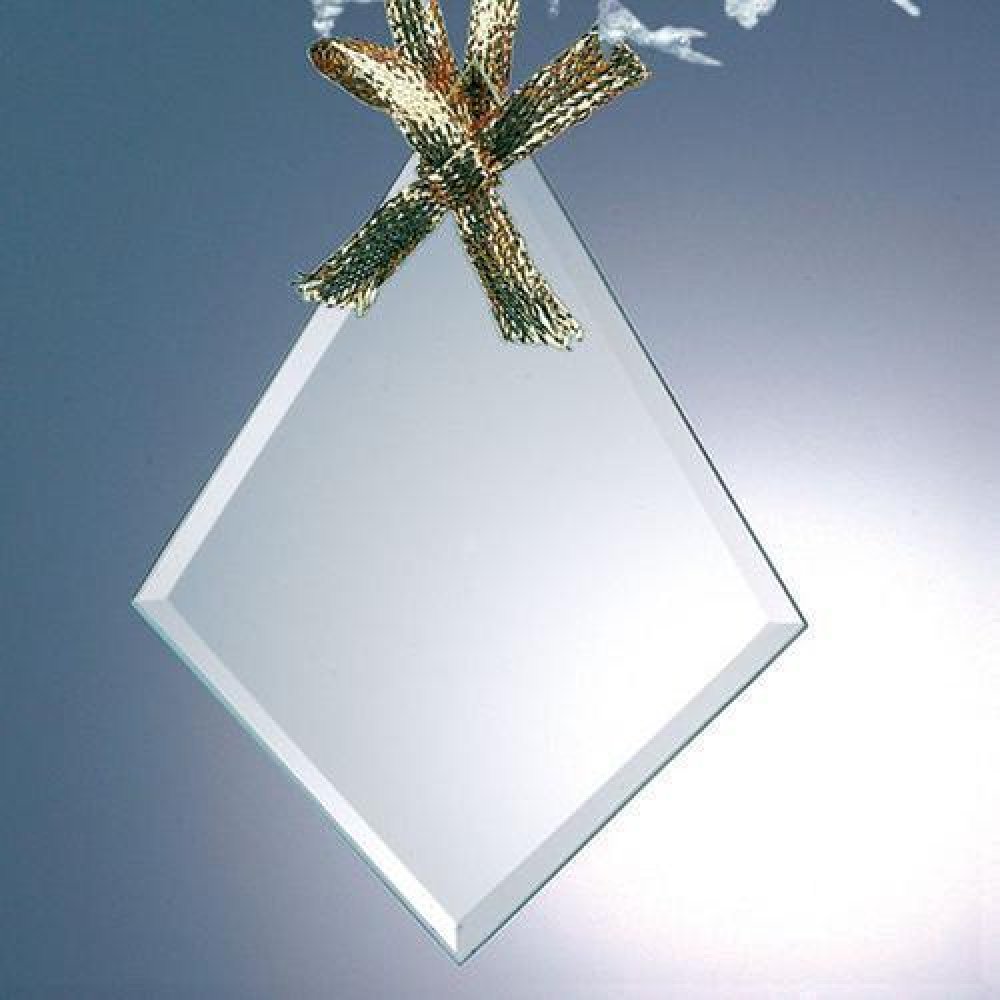 Beveled Jade Glass Diamond Ornament — 4"H x 3"W x 1/8"D