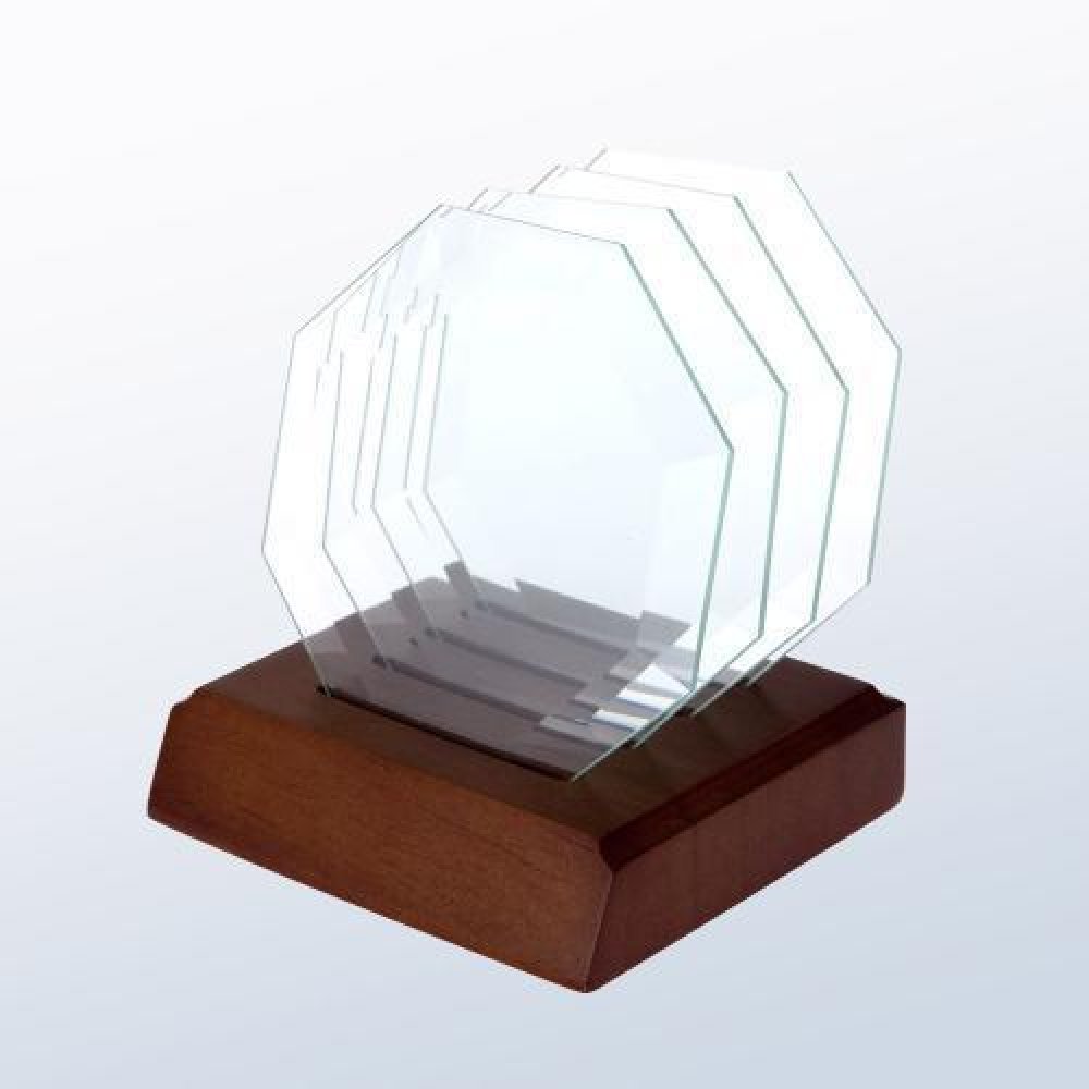Octagon Glass Coaster — 4-3/4"H x 4"W x 3-3/4"D- Set