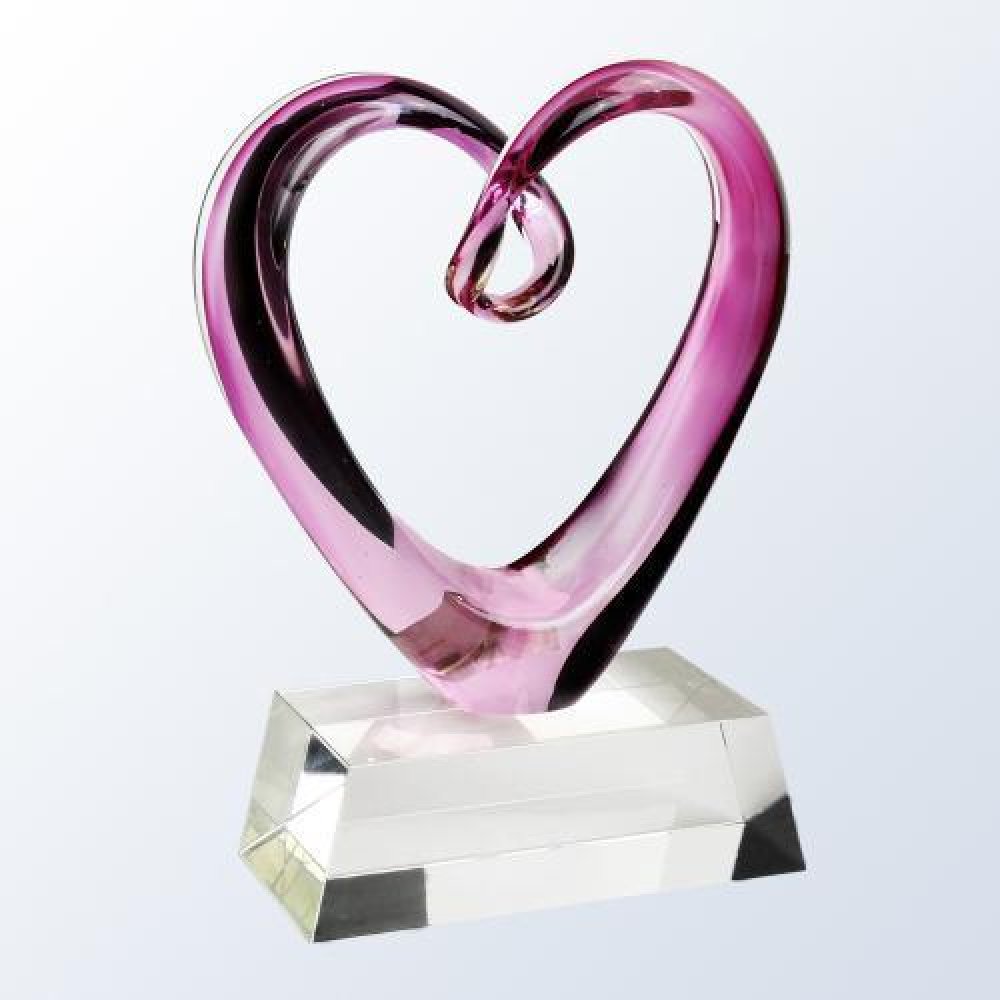 Compassionate Heart w/ Crystal Base — 9-1/2" x 6-3/4" x 3"