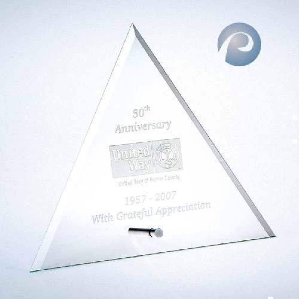 Beveled Triangle with Aluminum Pole — 9"H x 10-1/4"W x 3/16"D