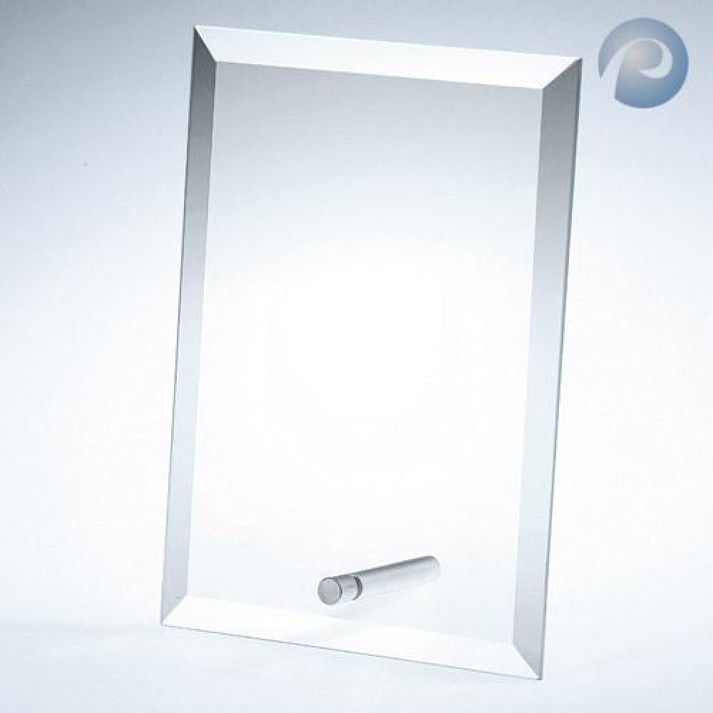 Beveled Vertical Rectangle with Aluminum Pole — 7"H x 5"W x 3/16"D