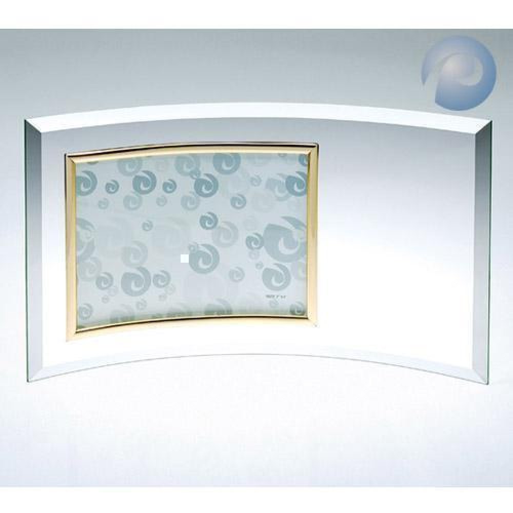 Curved Glass Horizontal Photo Frame — 5-1/2"H x 12"W x 3/16"D