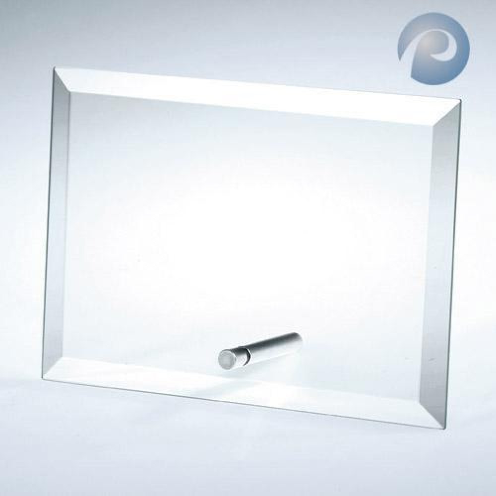 Beveled Horizontal Rectangle with Aluminum Pole — 7"H x 10"W x 3/16"D