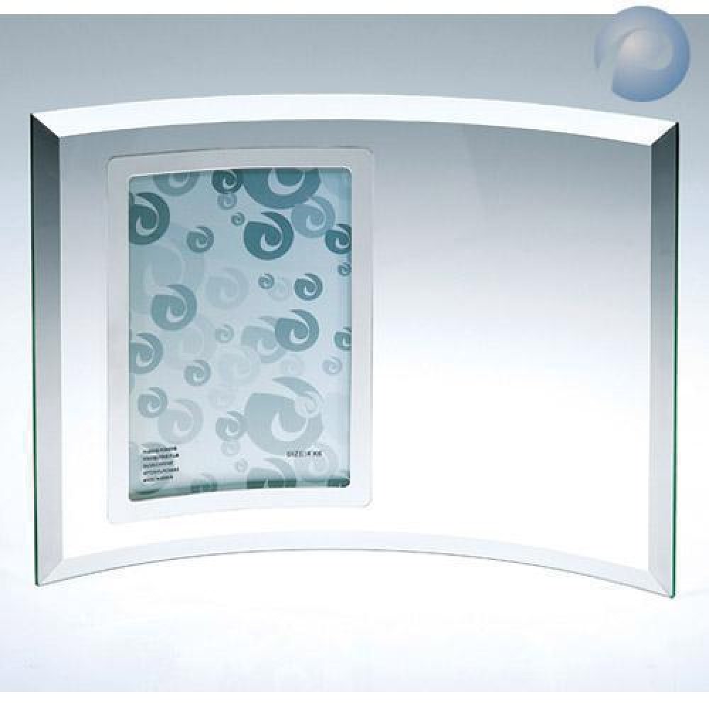 Curved Glass Vertical Photo Frame- Silver — 5"H x 7"W x 3/16"D