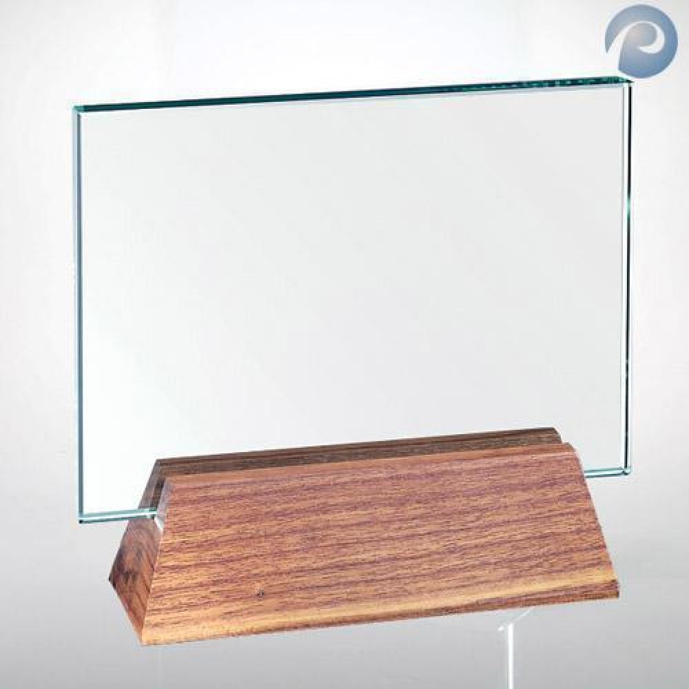 Horizontal Rectangle with Slant Walnut Base — 7-1/2"H x 8"W x 1-3/4"D