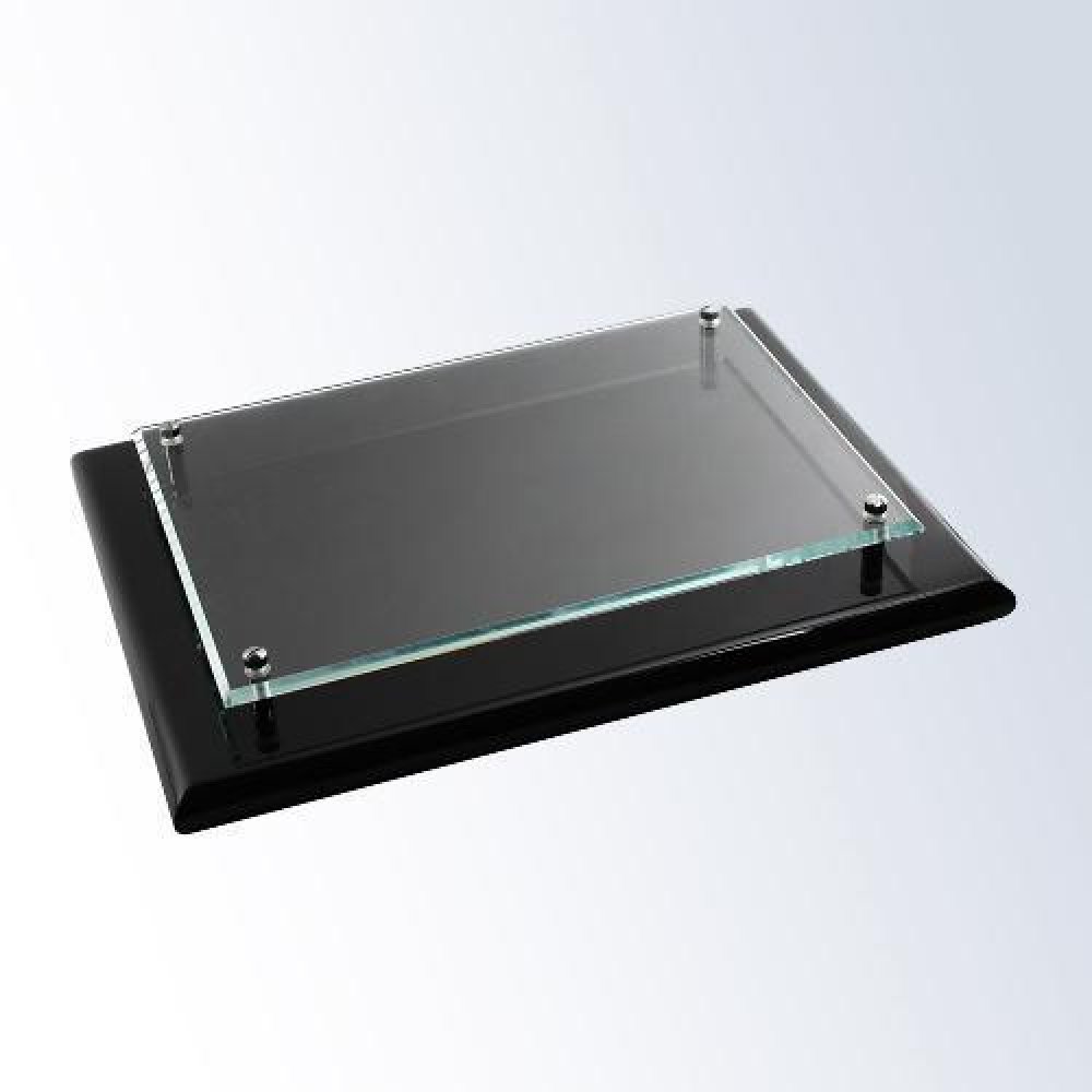 Black Wood Piano Finish Wall Plaque — 9"H x 12"W Glass: 7"H x 10"W