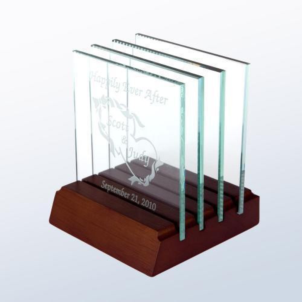 Square Glass Coaster — 4-3/4"H x 4"W x 3-3/4"D- Set